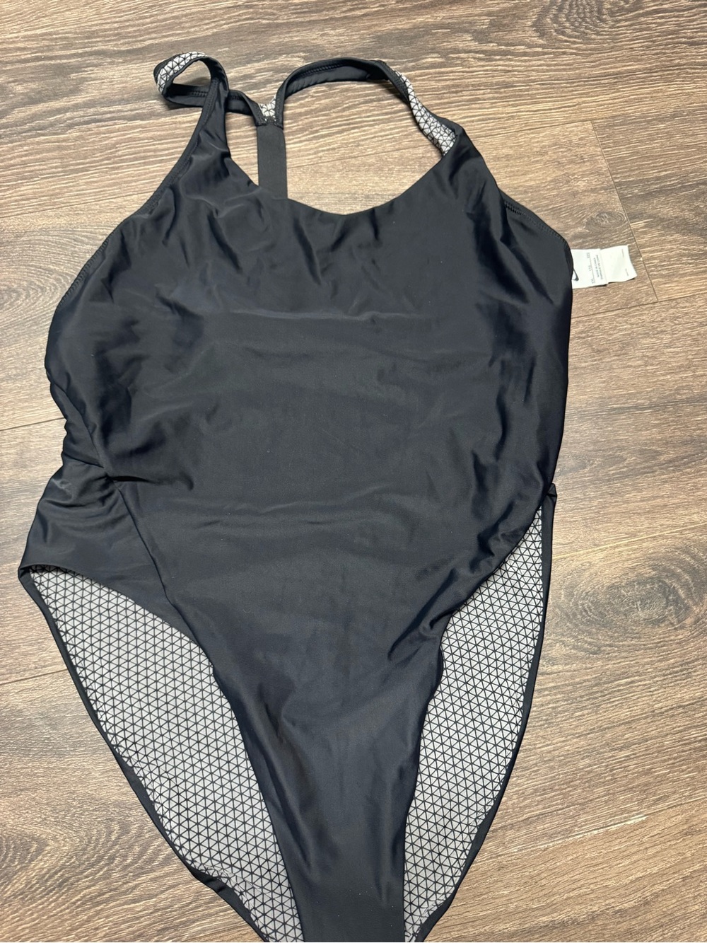 Black Nike One-Piece Swimsuit with Geometric Lining